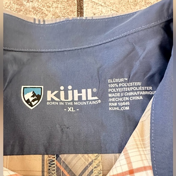 Kuhl ELuxur Short Sleeve Pearl Snap Shirt Mens Sz XL Blue Plaid Outdoor Hiking - Picture 5 of 6